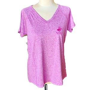 Beverly Hills Polo Club T-shirt Women's Pink Space Dye V-neck Short Sleeve sz L